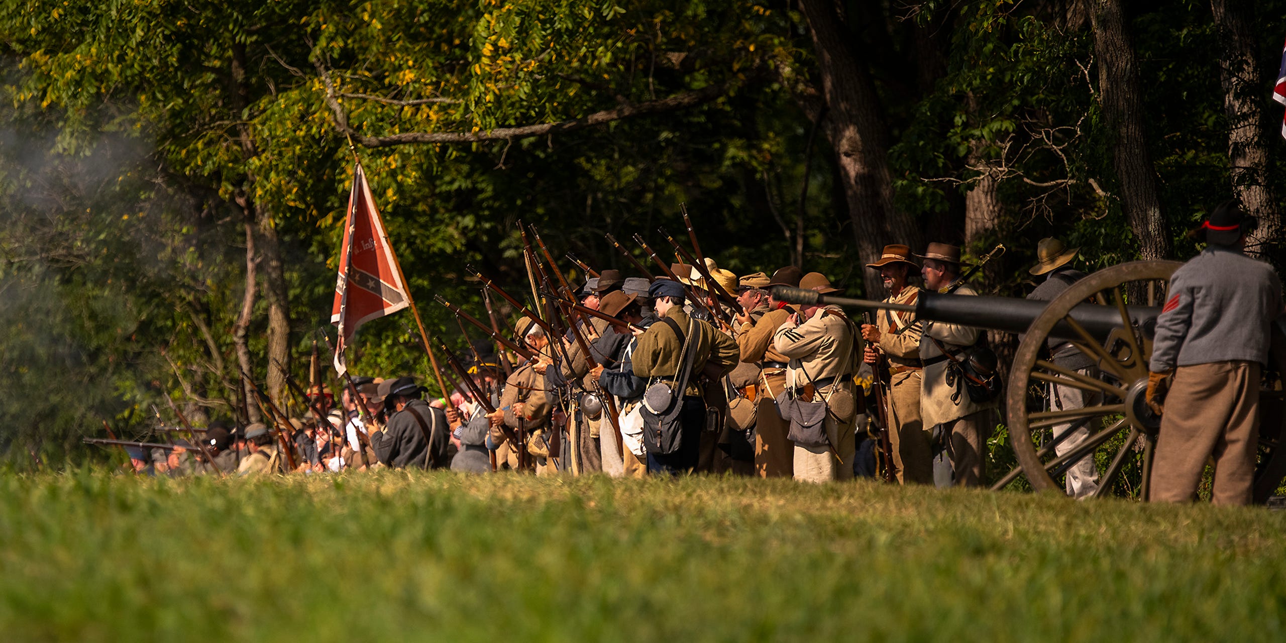 Confederate soldiers lined up