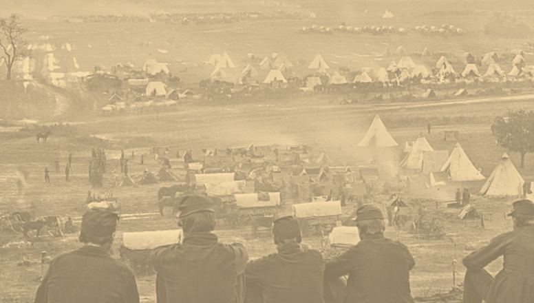 Reenactor camping in Gettysburg, PA Reenactor camping in Gettysburg, PA
