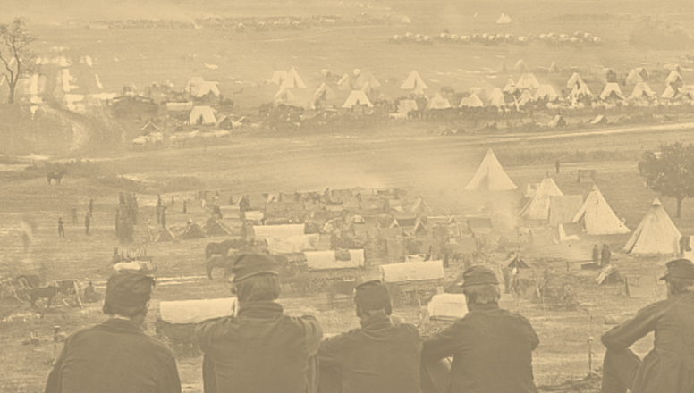 Reenactor camping in Gettysburg, PA